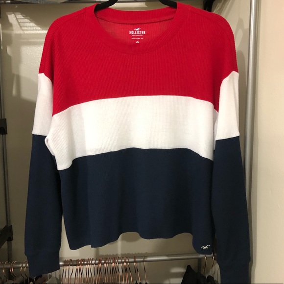 hollister red white and blue shirt